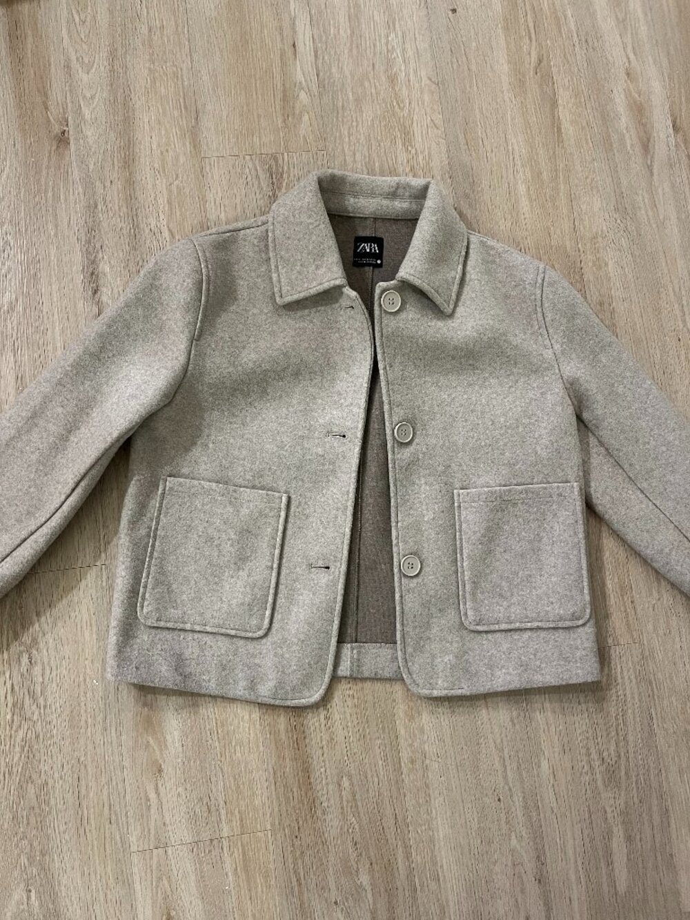 Zara light brown wool shirt jacket